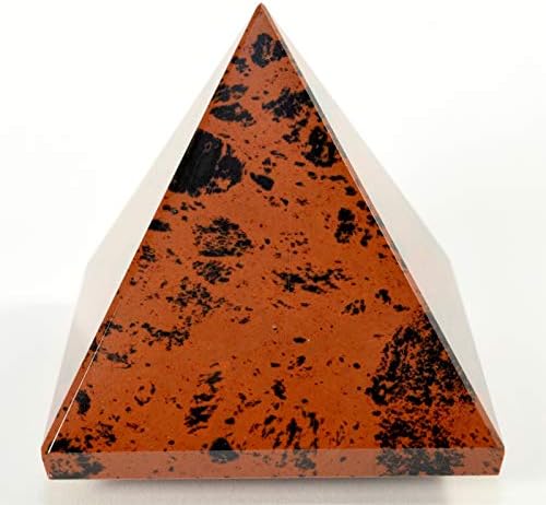 HQRP HC Set 63mm Red Mahogany Obsidian Pyramid with Clear Quartz Cabochon