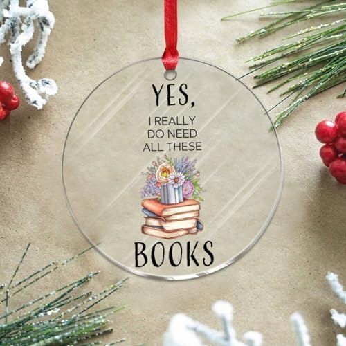 3 Inch Acrylic Christmas Ornaments 2024 Bookish Decorative Hanging Baubles