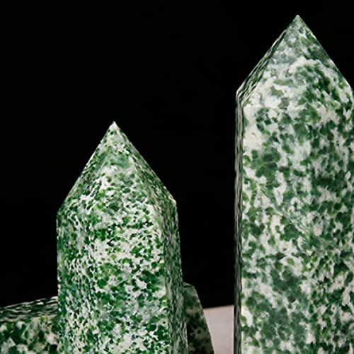 ERNZI Natural Green Spotted Stone Hexagon Tower Ornament