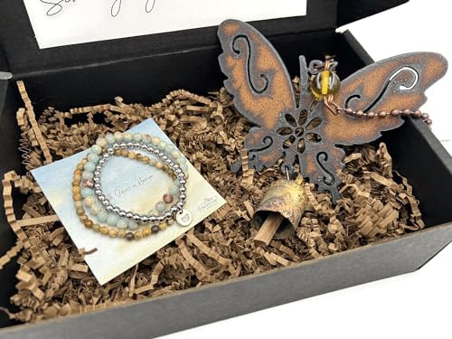 Butterfly Memorial Wind Chime and Bracelet Gift Set