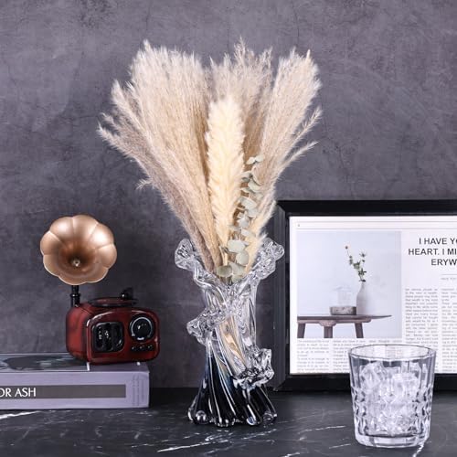 Hand Blown Blue Glass Vase for Home Decor