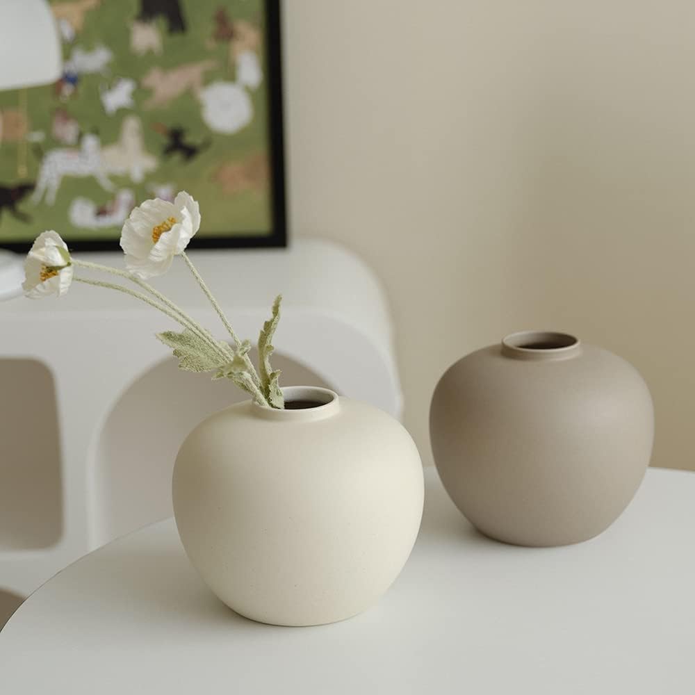 Full Moon Vase for Flowers and Hydroponics 65 x 72 Matte Crme