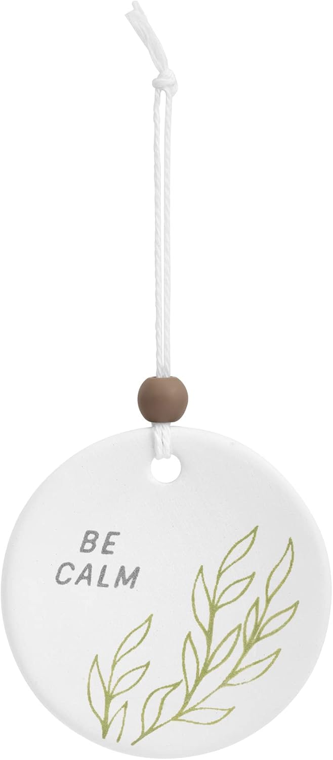 DEMDACO Be Calm Green Foliage Earthenware Diffuser Ornament