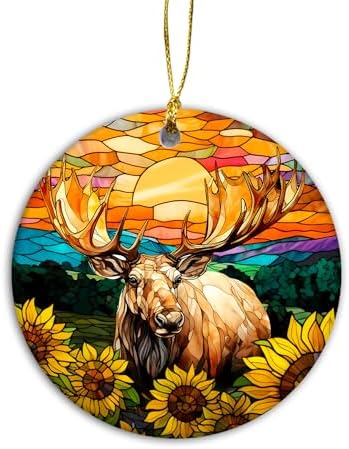 Stained Glass Moose Christmas Ornament for Kids and Animal Lovers