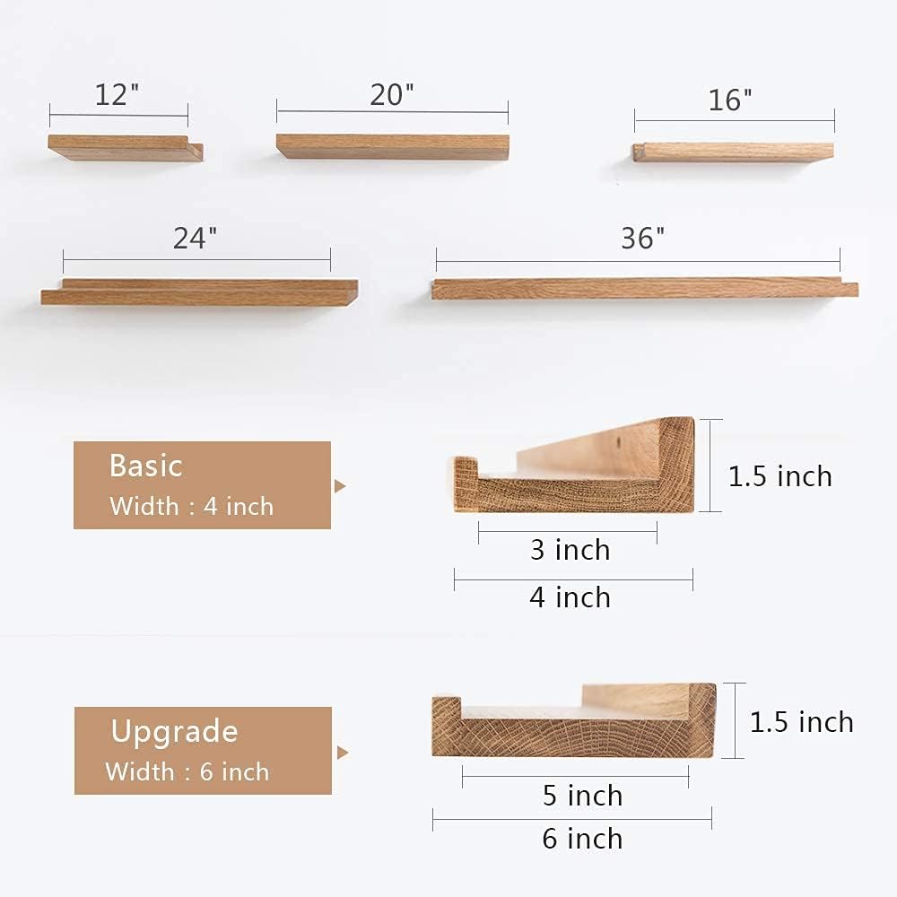 Oak Floating Shelves 4x16 Inch Natural Wood Wall Display Ledge