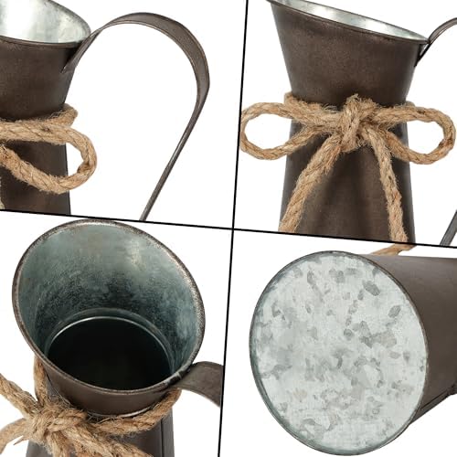 2 Pack Vintage Metal Milk Jug Vase Decor