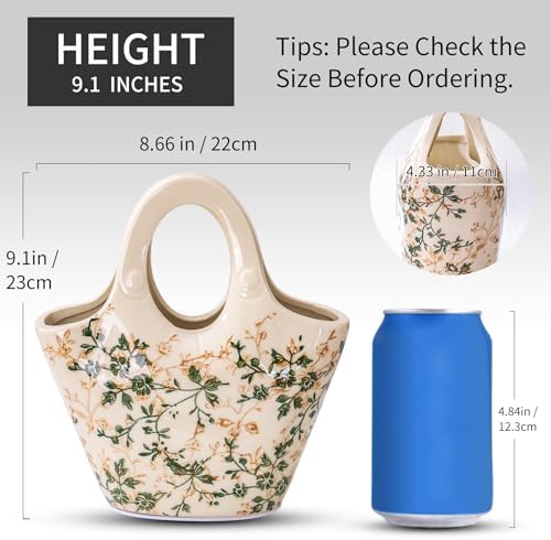Sure Yuesi Ceramic Purse Vase for Flowers 9 Inches