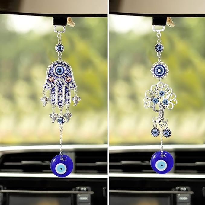 Generic 2 Pcs Blue Evil Eye Butterfly Hanging Ornament for Home and Car