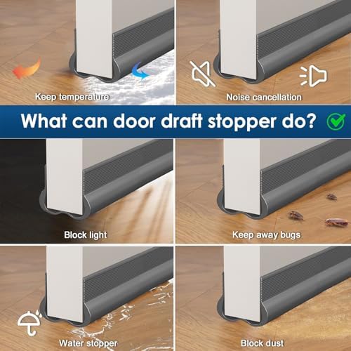 36 Inch Door Draft Stopper with Adhesive Grey