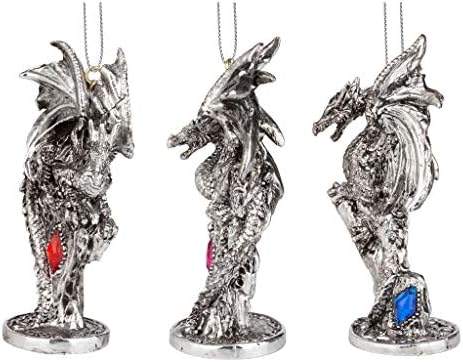 Design Toscano 3 Dragons Holiday Gemstone Ornament Set