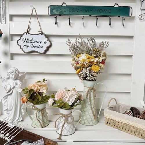 3 Pack Vintage Metal Milk Jug Vase with Bow