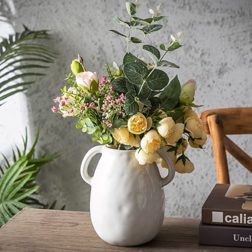 Kimdio White Ceramic Vase with Two Handles