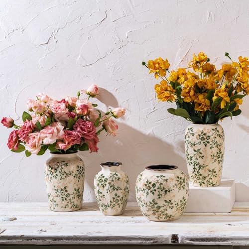 Vintage Pastoral Octagonal Ceramic Vase 67 Inch