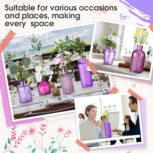 Yaomiao 30 Pcs Colorful Vintage Glass Vases Set