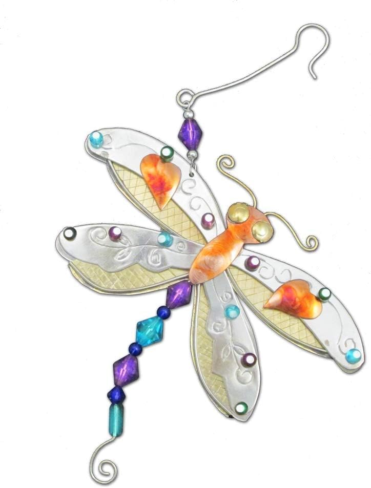 Handmade Summer Dragonfly Metal and Glass Ornament