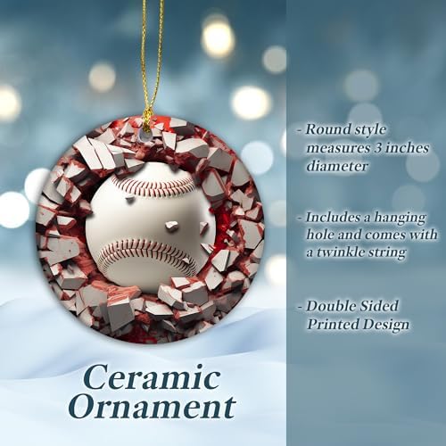 3D Baseball Christmas Tree Ornament Sport Gift for Fans