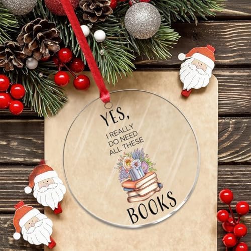 3 Inch Acrylic Christmas Ornaments 2024 Bookish Decorative Hanging Baubles