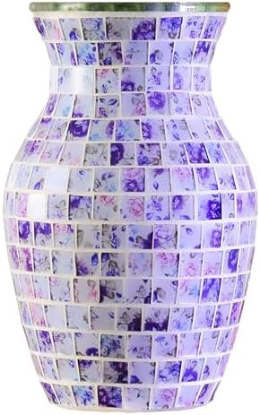 8 Inch Purple Mosaic Glass Vase - Exquisite Decor