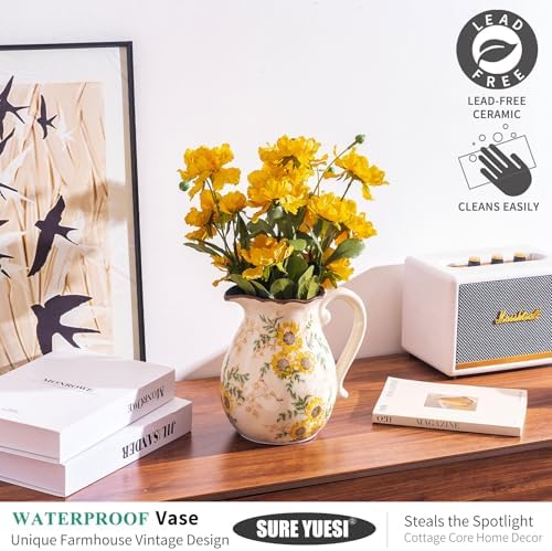 Sure Yuesi Sunflower Vintage Ceramic Vase with Handle