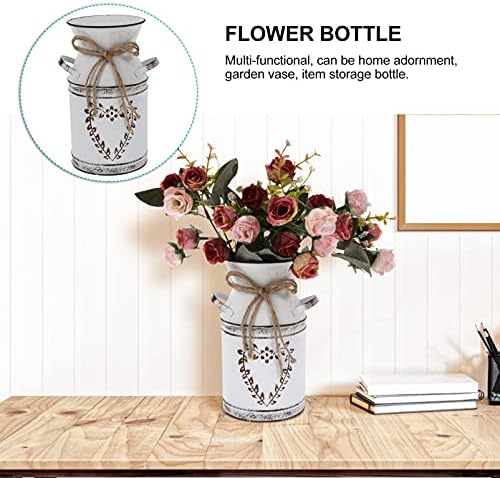 Vintage Flower Bucket Wrought Iron Vase for Home Decor