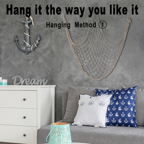 DingCo Fish Net Decor Pirate Party Decorations Natural Cotton Netting for Home Dcor 79x39 Inch 1 Pack