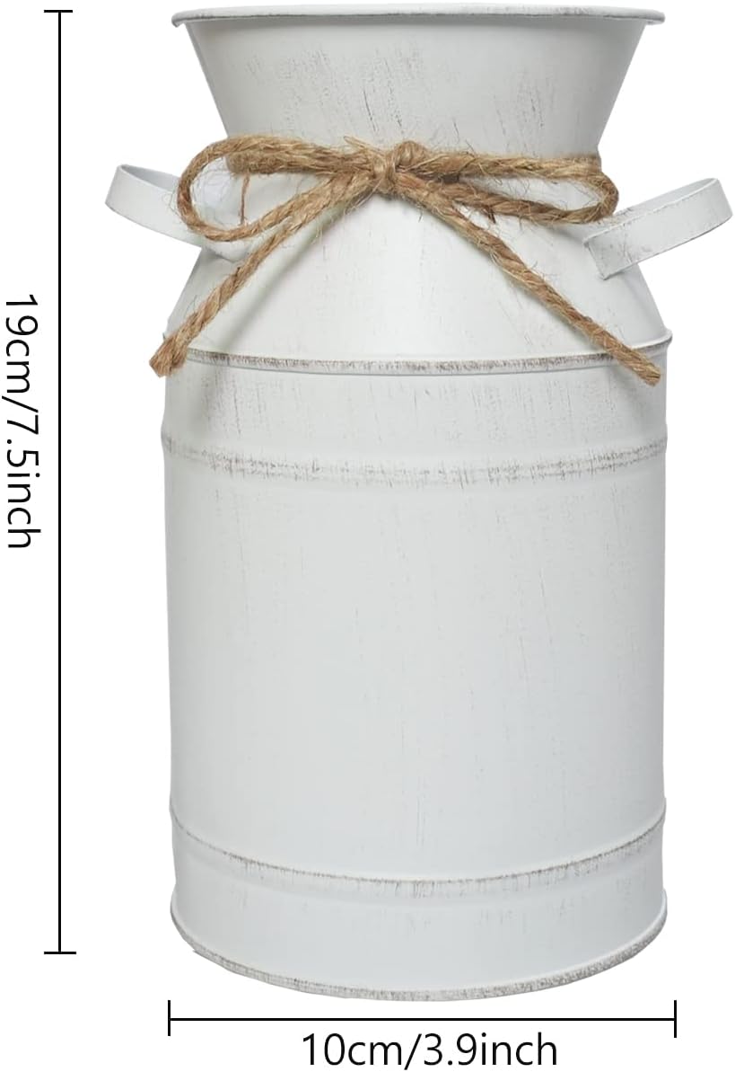 Rustic Shabby Chic Metal Vase for Farmhouse Decor