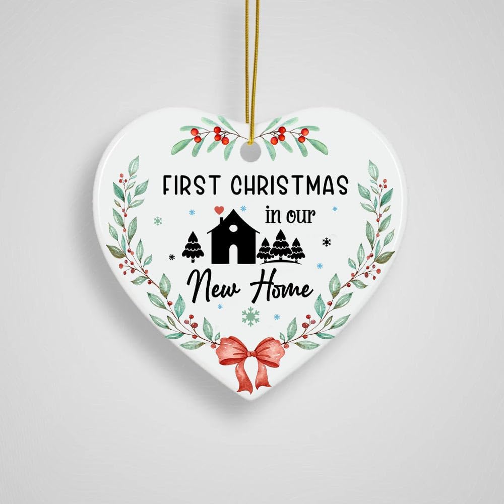 First Christmas In Our New Home Ornament - Heart Shaped Housewarming Decoration