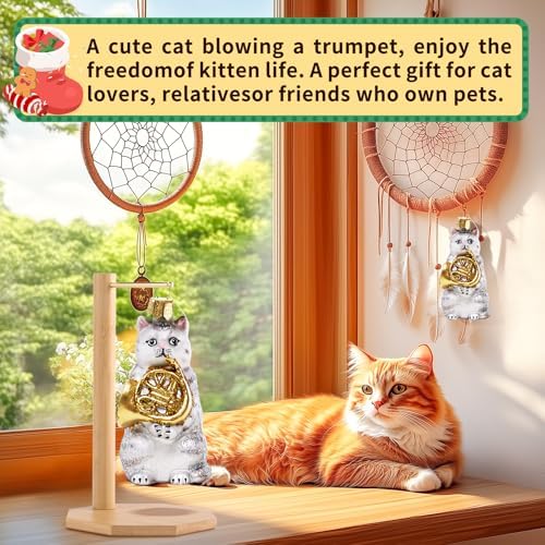Hand-Blown Glass Cat Christmas Ornament