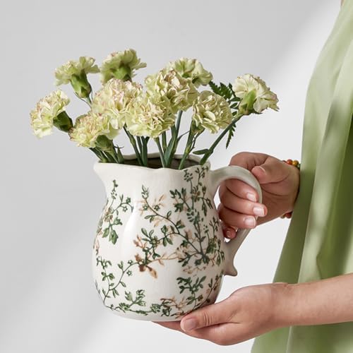 Chinoiserie Green Vintage Ceramic Flower Vase