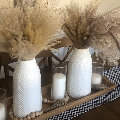 Hjn White Ceramic Vase for Flowers and Decor