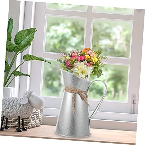 Vintage Iron Sheet Bucket for Home Decor Silver Finish