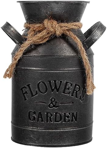 Vintage Galvanized Flower Jug Decorative Planter for Home and Kitchen