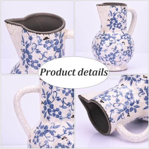 Chinoiserie Decor Blue and White Pitcher