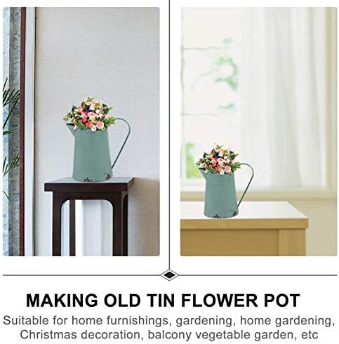 DOITOOL Retro Iron Kettle Flowerpot Vintage Plant Vase Modern Decor Silver Holder Home Decor Random Color