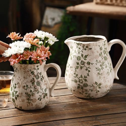Chinoiserie Green Vintage Ceramic Flower Vase