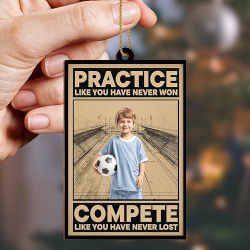 Practice Like You Have Never Won Personalized Soccer Ornament