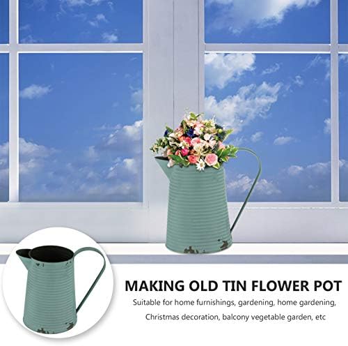 Cabilock Rustic Metal Flower Vase Vintage Pitcher