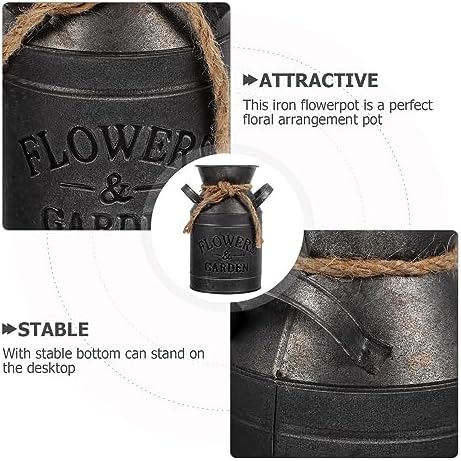 Vintage Galvanized Flower Jug Decorative Planter for Home and Kitchen