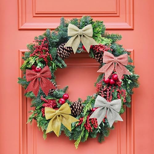 Prudance 5 Piece Christmas Glitter Bows Decor