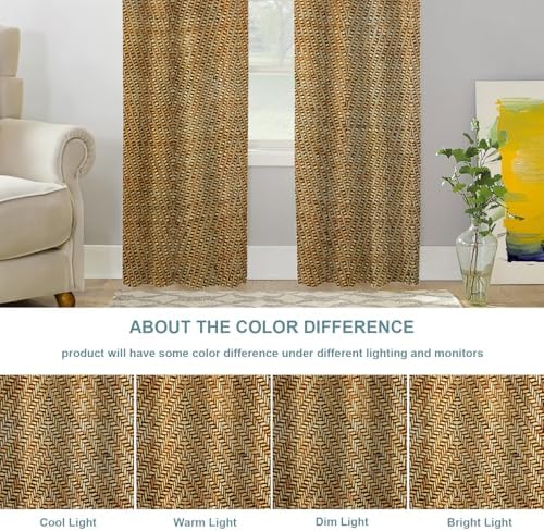 Shrahala Bamboo Rustic Tan Blackout Curtains 2 Panels 52x84