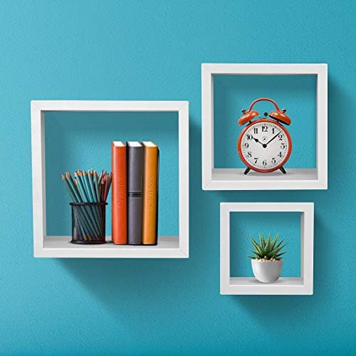 Sorbus Floating Box Shelves Set of 3 White