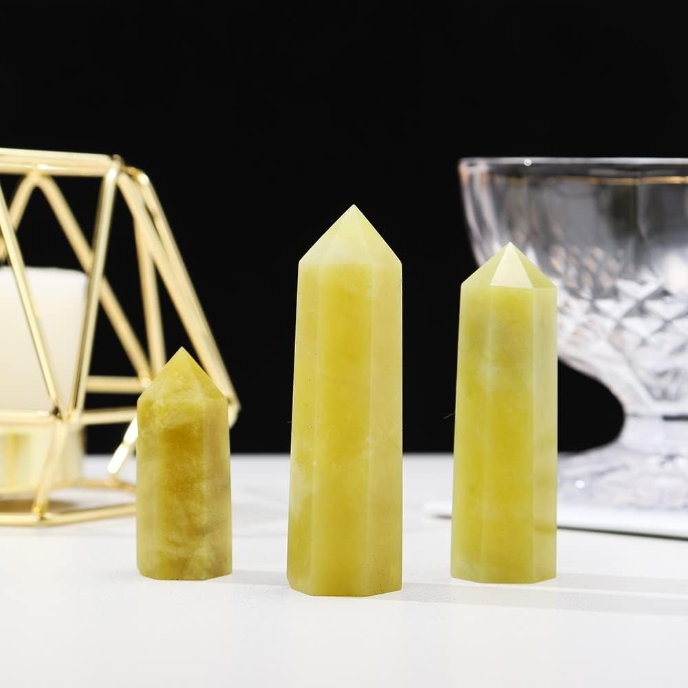 Green Jade Obelisk Wand Natural Crystal Home Decor