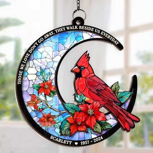 Personalized Memorial Suncatcher Ornament Custom Window Hanging Keepsake Loss of Loved Ones Sympathy Christmas Decor