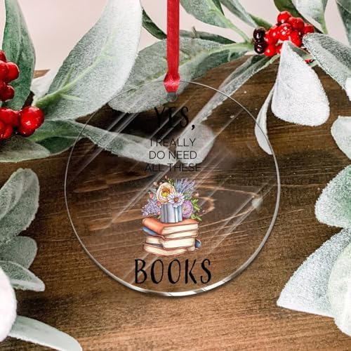 3 Inch Acrylic Christmas Ornaments 2024 Bookish Decorative Hanging Baubles