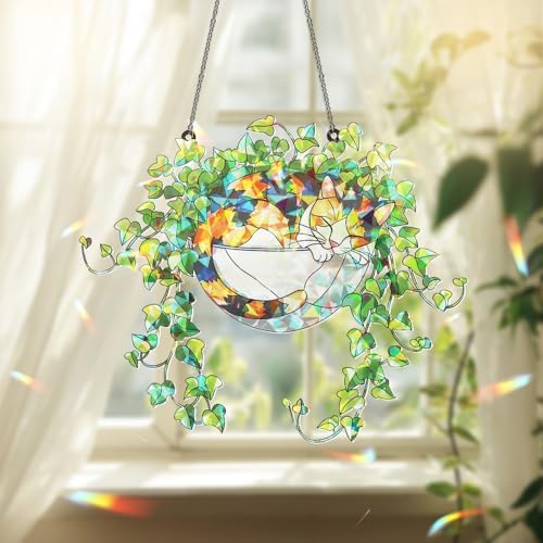 Whimsical Cat Hologram Hanging Ornament