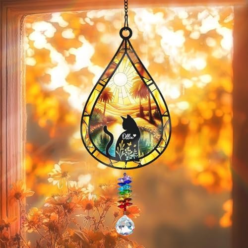 Custom Cat Memorial Suncatcher with Name for Pet Lovers