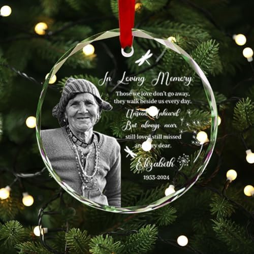 Personalized Photo Memorial Crystal Glass Christmas Ornament