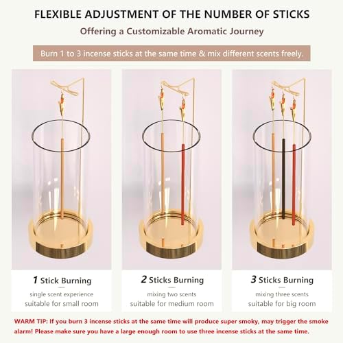 HaisWonsa Incense Holder Ash Catcher - Gold Modern Metal Vertical Burner for Sticks