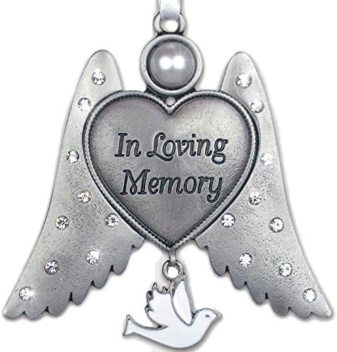 Sympathy Gift Angel Wings Ornament with Heart Engraving