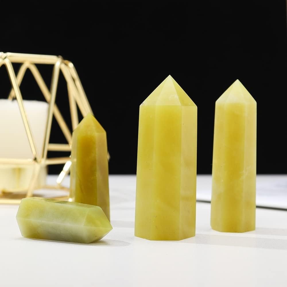 Green Jade Obelisk Wand Natural Crystal Home Decor